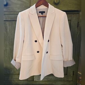 Ann Taylor Cream Double-Breasted Women's Blazer